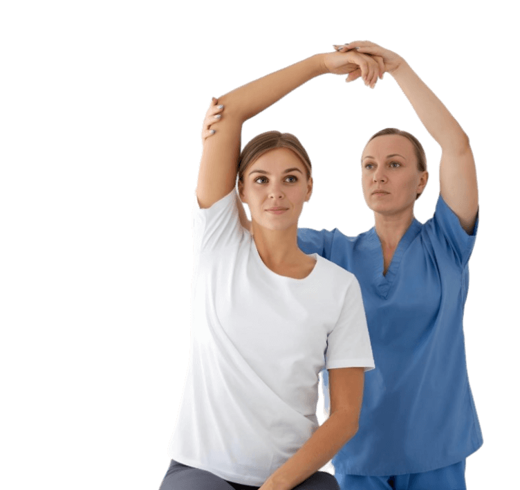 Therapist guiding physiotherapy recovery